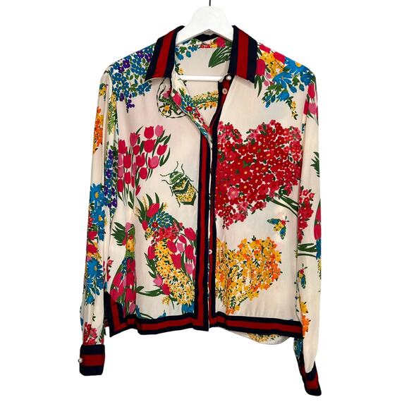 Gucci Tops - Authentic Gucci Corsage Floral Printed Button Down Shirt Womens Size 42 (US 10)